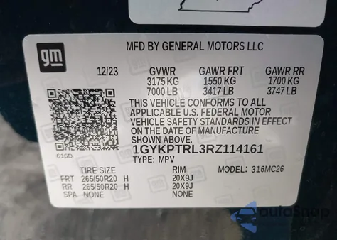 2024 Cadillac Lyriq Sport W/1Sf from USA, damaged, VIN 1GYKPTRL3RZ114161